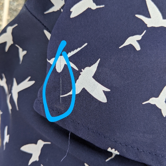 Womens S Blue White Hummingbird Top 3/4 Sleeves - Picture 10 of 13